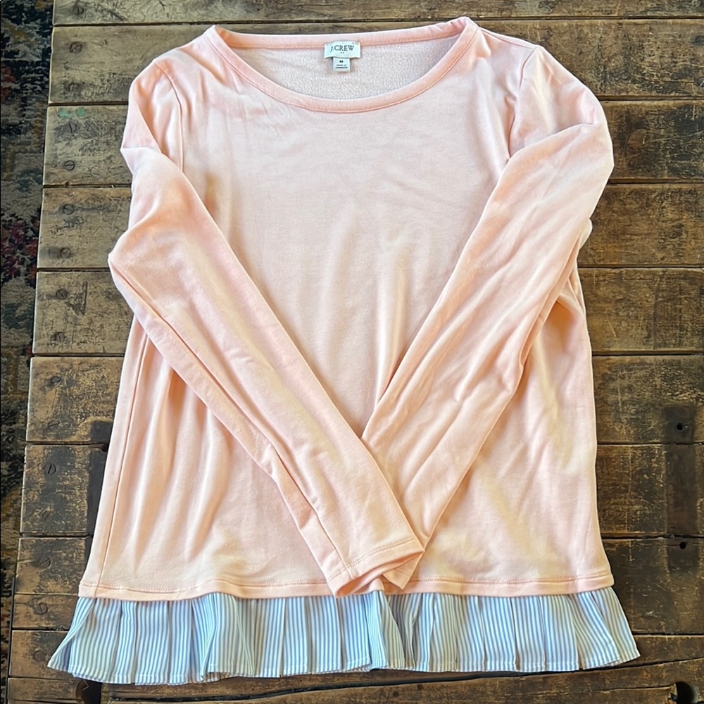 Pink Long Sleeve Top with Pleated Hem JCrew